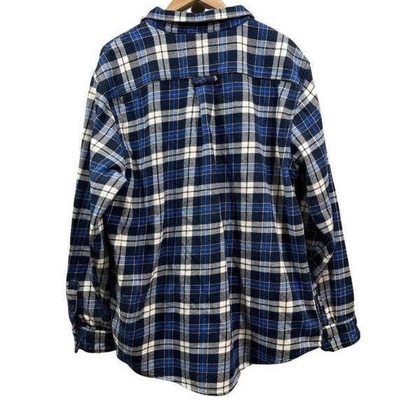 ORVIS Mens XXL Blue Plaid Long Sleeve Heavyweight Button Up Flannel Shirt Jacket - Picture 2 of 11